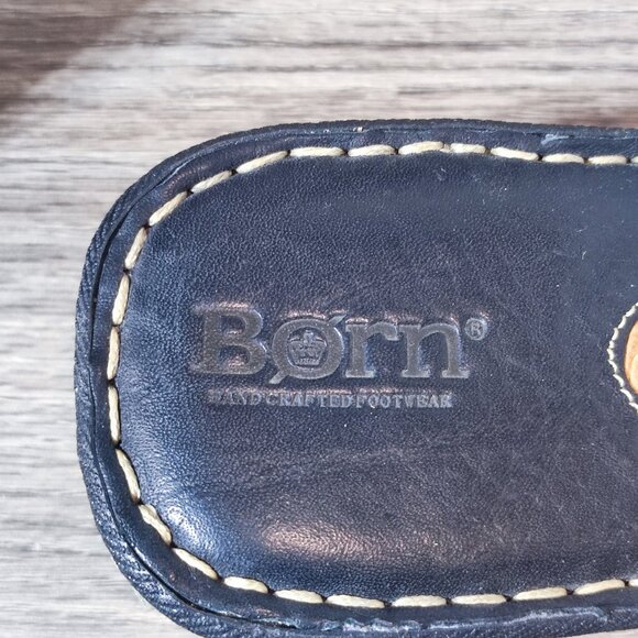 Born Leather Sandals Size 9 Slip On Block Heeled Comfort Dressy Slides Shoes - Picture 7 of 15